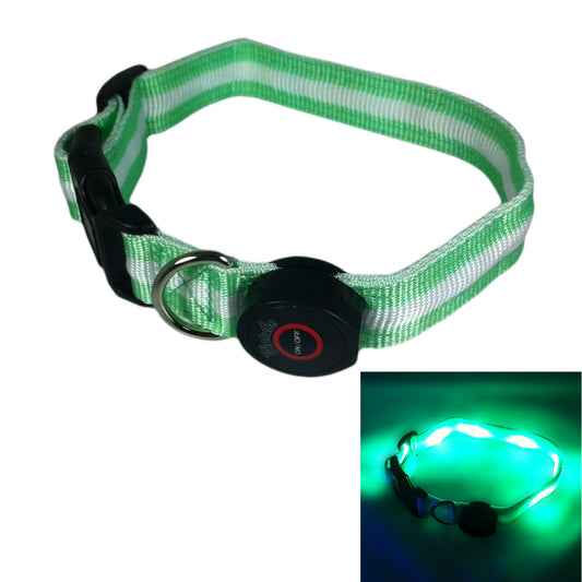 Glow in the Dark LED Dog Collar, 13" - 20" length, 1" width, Green