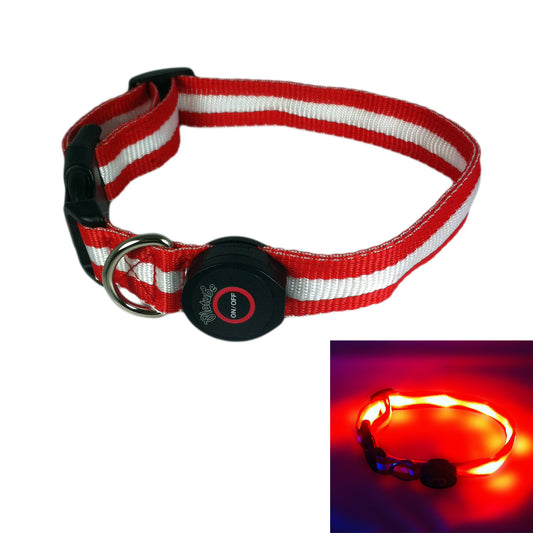 Glow in the Dark LED Dog Collar, 13" - 20" length, 1" width, Red