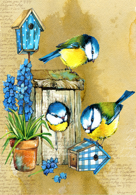Birdhouse Watercolor - Garden Flag by Serious