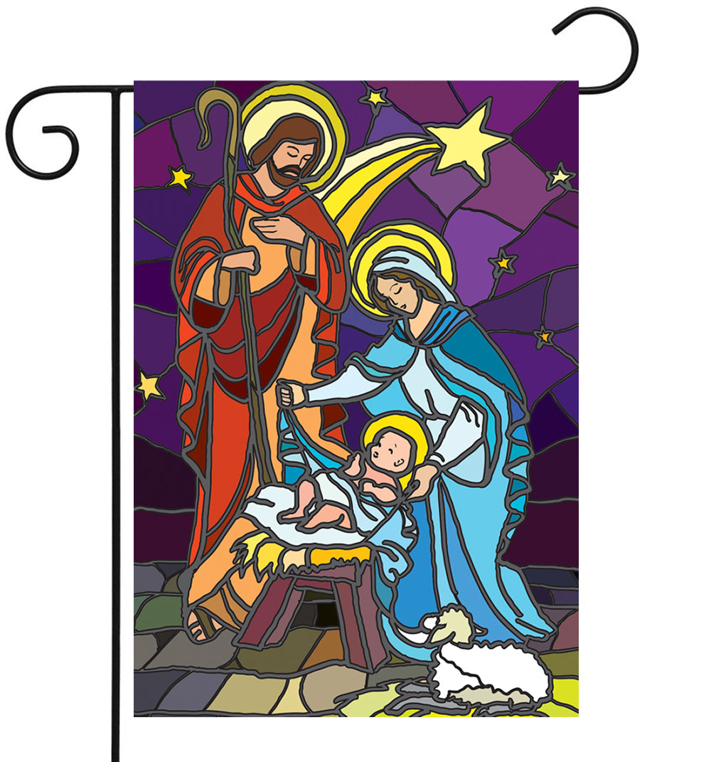 Stained Glass Nativity - Garden Flag by Serious