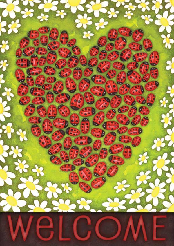 Ladybug Heart - Eco Friendly Garden Flag by Toland